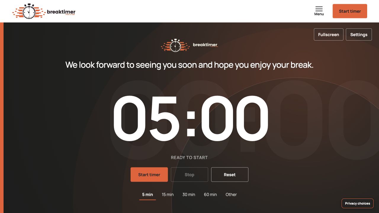 Breaktimer Pro website preview